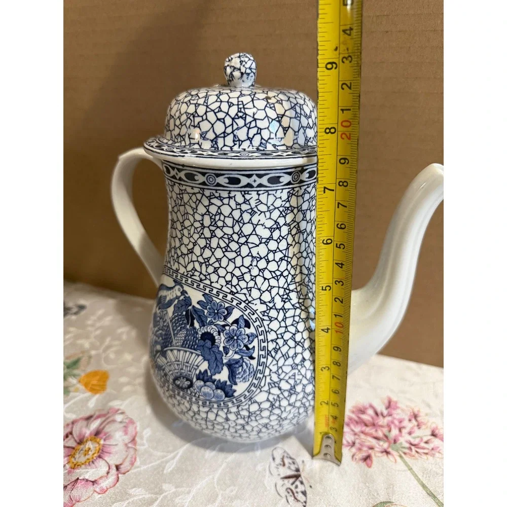 Adams Chinese Bird Blue White Ironstone Coffee Pot Tea Pot English Transferware